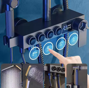 Ensemble <span class=keywords><strong>de</strong></span> <span class=keywords><strong>douche</strong></span> double carré <span class=keywords><strong>de</strong></span> qualité supérieure <span class=keywords><strong>pommeau</strong></span> <span class=keywords><strong>de</strong></span> <span class=keywords><strong>douche</strong></span> pluie avancé en laiton poli vanne en céramique Pause pulvérisateur à main Flexible doux - Product Image 5