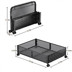 YH Modern Simple Metal Foldable <b>Under</b> <b>Bed</b> Shoe Storage Rack <b>with</b> Wheels for Bedroom Storage - Product Image 1