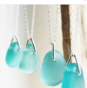 sea glass jewelry quality Necklaces handmade ocean blue