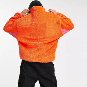 <span class=keywords><strong>Felpa</strong></span> da donna con collo alto in poliestere <span class=keywords><strong>teddy</strong></span> borg <span class=keywords><strong>felpa</strong></span> unisex oversize 1/4 con zip - Product Image 3