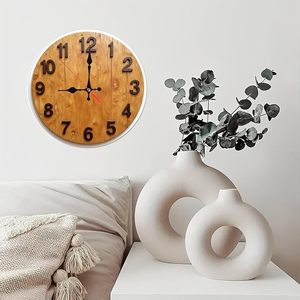 Rustic Live Edge Solid Wood Wall Clock Handmade Natural Wooden Decorative Silent Wall Clock for Living Room <b>Home</b> Office - Product Image 3