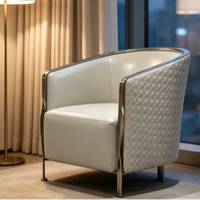 Fauteuil de luxe moderne pour hôtel, chambre d'hôtes, salon, chambre à coucher, bureau à domicile - Cadre en bois massif durable, métal