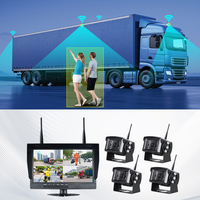 Caméra de recul sans fil WiFi 2,4G pour camion - Moniteur 10 pouces 4 canaux 720P IP68 étanche 100-200m Système de recul sans fil pour remorque