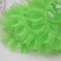 Bordure en dentelle plissée en polyester mélangé, motif feuille de lotus, 2,5 cm (1 pouce), pour textiles de maison et vêtements DIY