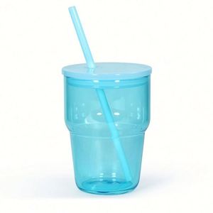 Vaso de Vidrio Transparente Compacto y Portátil con Degradado Rosa y Tapa con Pajita para Beber en la Oficina Diariamente - Product Image 6
