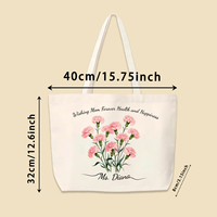 Tas Kanvas Bunga Besar Custom, Cetak Logo & Slogan Personal, Tas Kapasitas Besar Promosi Grosir