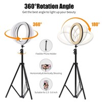 Joystar Ring Light Plastik 10 Inch dengan Tripod Stand, Rotasi 360 Derajat, Temperatur Warna Dapat Diatur, Penjepit Ponsel Fleksibel, Daya USB