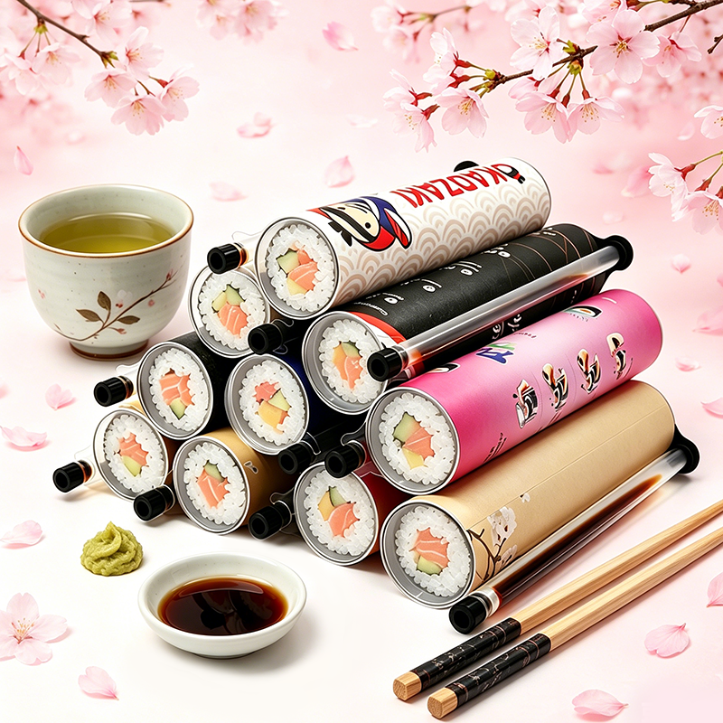 Sushi Takeaway Packaging Box Paper Cylinder Box Food Grade Paper Tube Packaging Push Up Paper Tubes Tea Cylinder