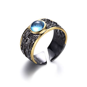 مطلية بالذهب العتيقة مجوهرات الجمشت خاتم مع مطلية بالذهب الأسود - Product Image 5