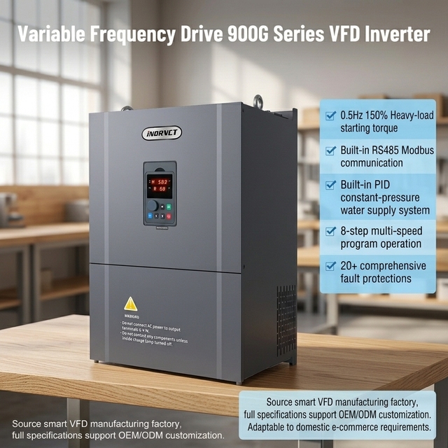 High Quality 37KW 45KW Frequency Inverter Three Phase 220V Water Pump Controller with Vector Control for Compressor VFD