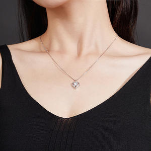 डोडो कारखाने के गहने s925 स्टर्लिंग चांदी जिरकॉन और vvs1 dकलर मोइससानाइट दिल पेलेंट हार 12/15 - Product Image 5