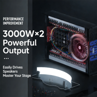 (2*3000W)2 Kanallı Profesyonel Güç Amplifikatörü - Yüksek Güçlü Düşük Bozulmalı, Sahne/Gösteri/Toplantılar için Stereo/Köprü Modu