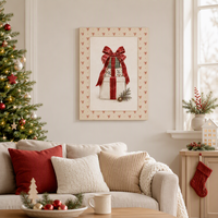 Toile d'impression numérique personnalisable, décoration murale de Noël, cadeau de Noël, motif nœud, décoration suspendue pour intérieur, fête, maison, usage festif