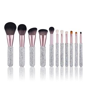 Maange — ensemble de pinceaux de <span class=keywords><strong>maquillage</strong></span> en diamant scintillant avec <span class=keywords><strong>strass</strong></span>, 11 pièces, manche avec <span class=keywords><strong>paillettes</strong></span> en argent - Product Image 1