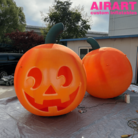 Werbeartikel: 2m Großer Aufblasbarer Halloween-Kürbis Jack O'Lantern mit Grünem Stiel für Party- und Geisterhaus-Dekoration