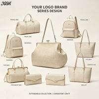 Tas Selempang Wanita Kapasitas Besar Desain Niche Eropa Amerika, OEM ODM Logo Kustom, Tas Kulit Anyaman dengan Klip