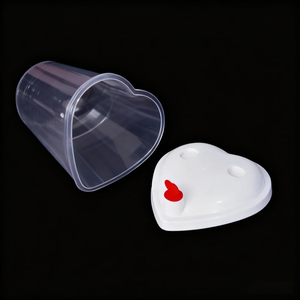 Individueller Herzförmiger Hartplastikbecher 16/24 oz für Limonade, Kaltgetränke, Boba Bubble Milchtee – Einweg-Plastikbecher mit Deckel - Product Image 2