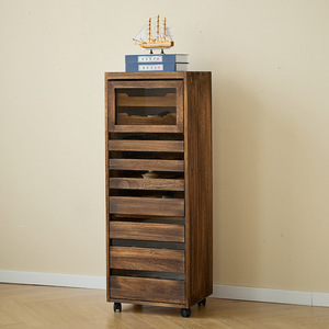 Mueble para Té de Madera Maciza con Puertas de Vidrio y Cajón de Almacenamiento para Sala de Estar - Product Image 4