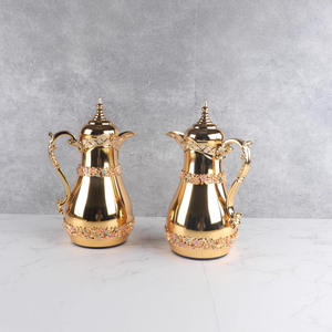 Nieuw Ontwerp Gouden Arabische Stijl Vacuüm Koffiekolf 1l + 1l Set Thermos Ketel Glas Binnenste Vacuümfles Arabische Koffiepot Thermos - Product Image 1