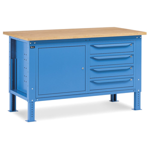 Fami WORK1510 Établi réglable de 150cm, plateau en bois, armoire et 4 tiroirs - Product Image 1