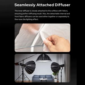 Godox 60CM 90CM 120CM 150CM QR-P60T QR-P90T QR-P120T Softbox Parabólico Profundo de Liberación Rápida + Rejilla de Nido de Abeja para <span class=keywords><strong>Flash</strong></span> de Fotografía - Product Image 2