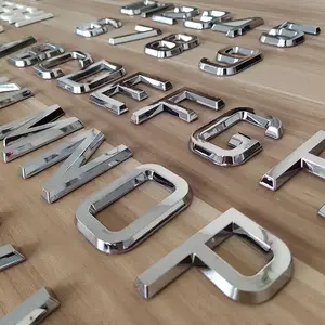 3D Plastic Abs Chrome Adhesive Metalen Auto Embleem Abs Chrome Alfabet Letters Voor Auto