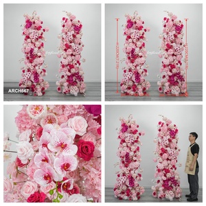 Décoration de fête en plein air, arche de fleurs rose bonbon, fleurs artificielles, centre de table, guirlande, arche de toile de fond - Product Image 3