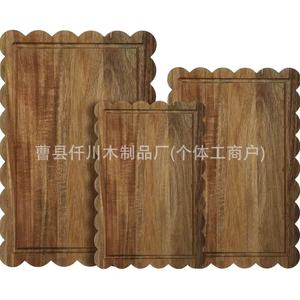 Acacia Wood Wavy Edge Cutting Board Set 38cm Anti-Slip <b>Kitchen</b> Chopping Block <b>For</b> Food Prep - Product Image 3