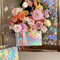 Offre spéciale Vente en gros de sacs en papier colorés Boîte cadeau pour bouquet de fleurs design Sac de boîte à fleurs étanche de luxe