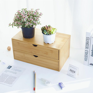 Bamboo Desktop <b>Storage</b> <b>Box</b> With <b>Drawers</b> 18L Office Organizer For Home And Office Use - Product Image 4