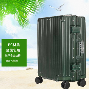 Aluminum <b>Frame</b> Spinner Wheel Trolley Case 20-Inch Business Style Unisex Carry-On <b>Large</b> Capacity Green - Product Image 5