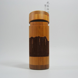 <b>Bamboo</b> Tea Canister Coffee Brown <b>Bamboo</b> Lid Custom Made Gift Jar Storage <b>Container</b> - Product Image 4