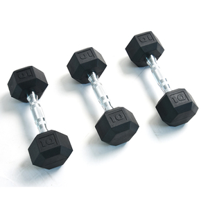 Custom Logo Hexagonal Dumbbell <strong>Set</strong> with Rubber Wrapped Solid <strong>Weights</strong> for Gym Use - Product Image 3