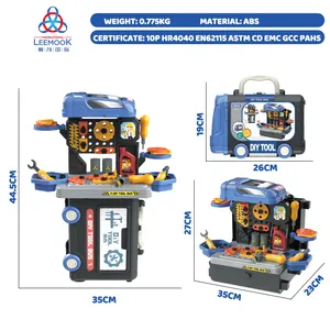 Leemook Custom Pretend Play 59pcs Mechanical Tools Screw Bus Set Toy Plastic Kids Real Tool Bus Toys Set For Kids