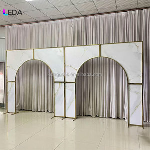 LEDA Custom Fantasy Gold Frame Durable Rectangle Stainless Steel Geometry Panel Wedding Arch <b>Backdrop</b> for Wedding Events Decor - Product Image 5