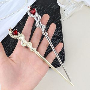 Pasadores de Pelo Metálicos para Mujer, con Cristales Brillantes y Diseño de Serpiente, Accesorio Elegante para el Cabello, Estilo Retro - Product Image 2