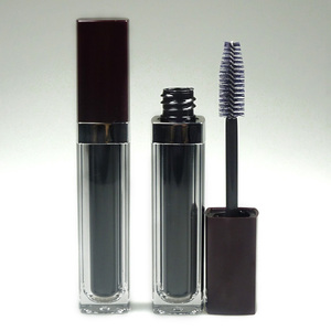 Square 8ml Double Wall Black Cosmetic Mascara Bottle with Screw Cap and Ring Design for Eyelash and Lip Gloss Packaging - Product Image 1