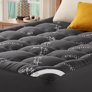 <span class=keywords><strong>Surmatelas</strong></span> matelassé en <span class=keywords><strong>bambou</strong></span> gris foncé, épais et doux, certifié OEKO-TEX, anti-bactérien, avec logo personnalisé, pour lit Queen - Product Image 1