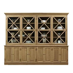 Librería de Madera Maciza con Puerta Grande de Vidrio para Sala de Estar de Villa de Alta Gama de Estilo Nórdico Antiguo - Product Image 1