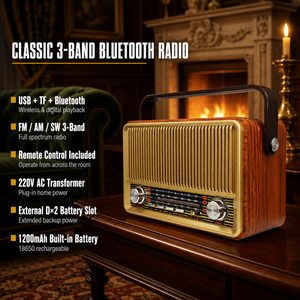 Altoparlante Wireless Portatile Retrò di Alta Qualità, Potente Bass per Esterni, Batteria 1200mAh, Radio AM/FM/SW, Radio Nostalgica in Plastica, <span class=keywords><strong>Musica</strong></span> USB - Product Image 1