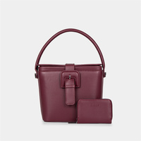 Tas Selempang Wanita Model Bucket Buckle Persegi Trendy Merk BAGCO 2026, Nuansa Mewah Vintage dengan Set Dompet