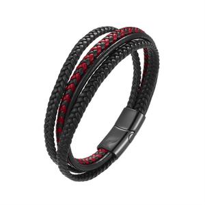 New Design Wholesale Fashion Stainless Steel <b>Engraving</b> Braided Rope Leather <b>Bracelets</b> for <b>Men</b> Women - Product Image 1