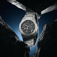 Montre automatique personnalisée de luxe en acier inoxydable squelette montres pour hommes 5 atm étanche montre pour hommes mouvement automatique