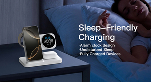Réveil numérique LED intégré <span class=keywords><strong>avec</strong></span> affichage de l'heure, luminosité réglable, <span class=keywords><strong>chargeur</strong></span> sans fil et charge rapide pour table de chevet - Product Image 5