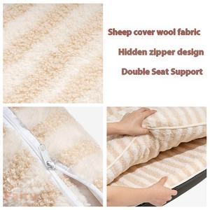 Полностью Съемная моющаяся кровать для собак, креативная полосатая шерстяная зимняя теплая кошачья кровать, Прямоугольный Диван для домашних животных, шелковая ткань, картонная коробка - Product Image 5