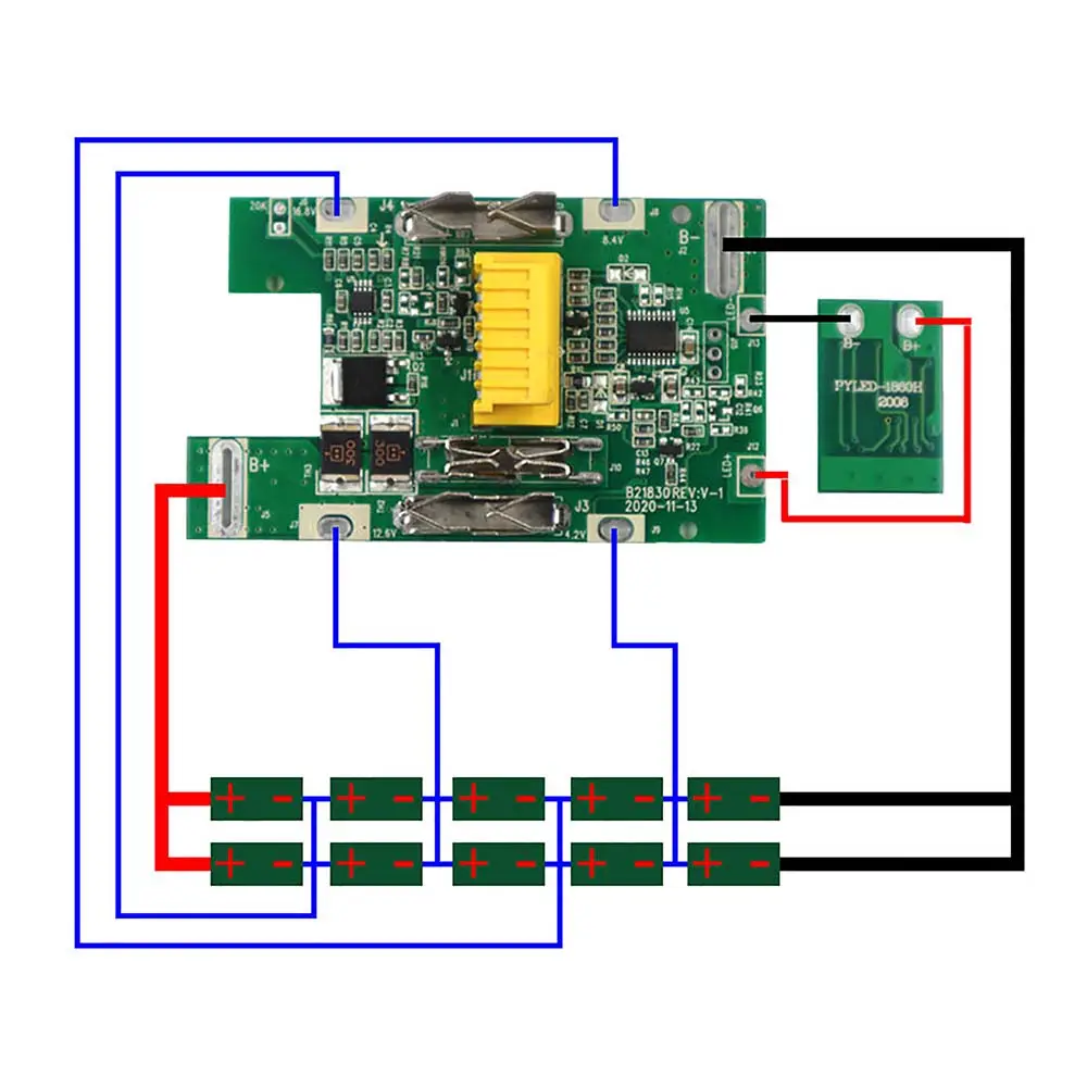 Carcasa de carcasa para batería de litio BL1830, placa de circuito PCB con indicador de potencia LED, Kit de reemplazo de batería Makita de 18V