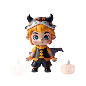 Poupée sorcière en plastique pour Halloween, décoration en forme de citrouille pour usage intérieur, design autocollant non toxique pour enfants - Product Image 5