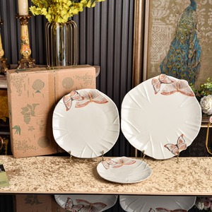 Juego de Vajilla de Porcelana Blanca con Diseño de Mariposas, Juego de Platos de Cerámica Modernos, Vajilla Redonda para Restaurante, Hotel y Hogar - Product Image 2
