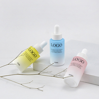 Nouvel emballage de bouteille en verre opale de cylindre dégradé de 30ml avec bouchon compte-gouttes pour l'emballage de soins de la peau cosmétiques de luxe