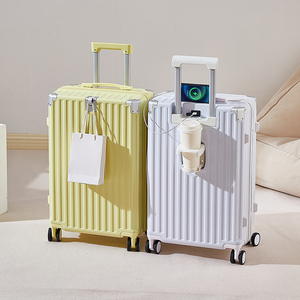 Valise de voyage classique multifonctionnelle avec port de charge USB, porte-gobelet, roulettes pivotantes à 360°, chariot en aluminium à 4 roues - Product Image 2